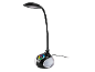 Candeeiro de secretária LED preto com braço flexível e base luminosa colorida