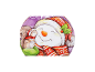 Imagem de Natal com um boneco de neve e um esquilo a usar roupas de inverno.