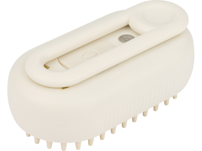 Escova de massagem para o couro cabeludo creme com pega dobrável e cerdas