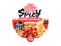 Noodles instantâneos picantes com chili e sopa de sésamo torrado, com pauzinhos.