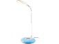 Candeeiro de secretária LED branco com base azul e anel colorido