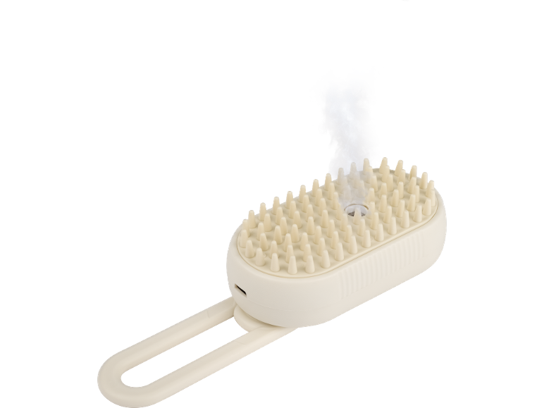 Escova de massagem para o couro cabeludo com função de pulverização de vapor.