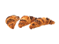 Três croissants de chocolate crocantes