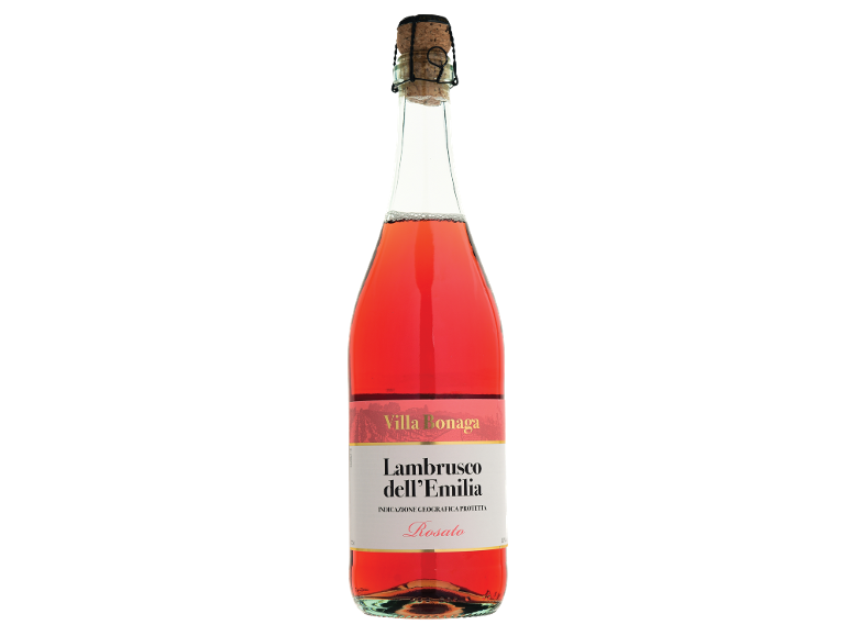 Garrafa de vinho espumante rosé Lambrusco dell'Emilia Rosato