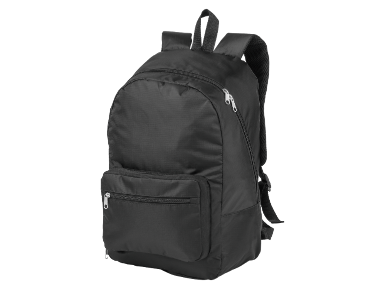 Mochila preta com dois compartimentos com zíper