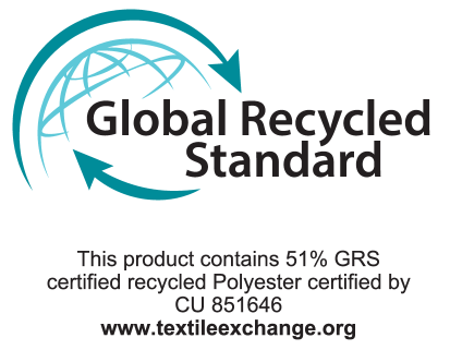 Global Recycled Standard: Este produto contém 51% de poliéster reciclado certificado GRS, certificado por CU 851646. www.textileexchange.org