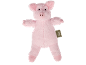 Peluche de porco rosa com uma etiqueta 'Max's World' na lateral.