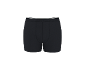Boxers pretos com cós elástico branco.
