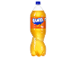 Garrafa de refrigerante de laranja com rótulo „3% sumo”.
