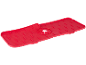 Tapete de silicone vermelho para lava-loiça com orifício para torneira e saliências de drenagem.