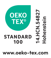 Selo OEKO-TEX STANDARD 100, número 14.HCN.54827 Hohenstein, www.oeko-tex.com