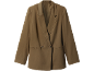 Blazer feminino trespassado em castanho cáqui
