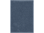 Toalha azul com padrão canelado diagonal e bordas bainhadas.