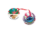 Etiqueta com tema de Natal com imagem de biscoito e decoração redonda do Stitch.