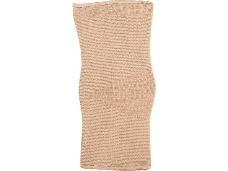Modelador corporal bege sem costura com textura canelada, projetado para uma silhueta suave.