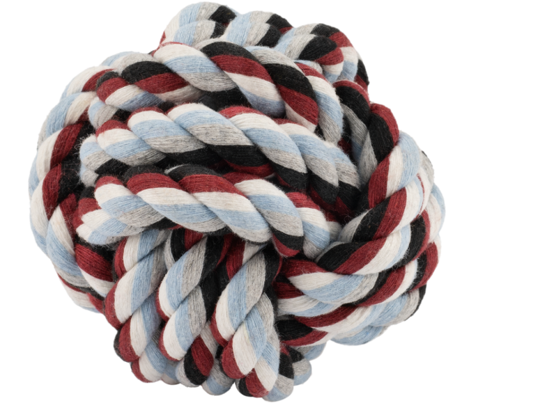 Brinquedo de corda para animais de estimação, com nós, nas cores azul, vermelho, branco, cinzento e preto