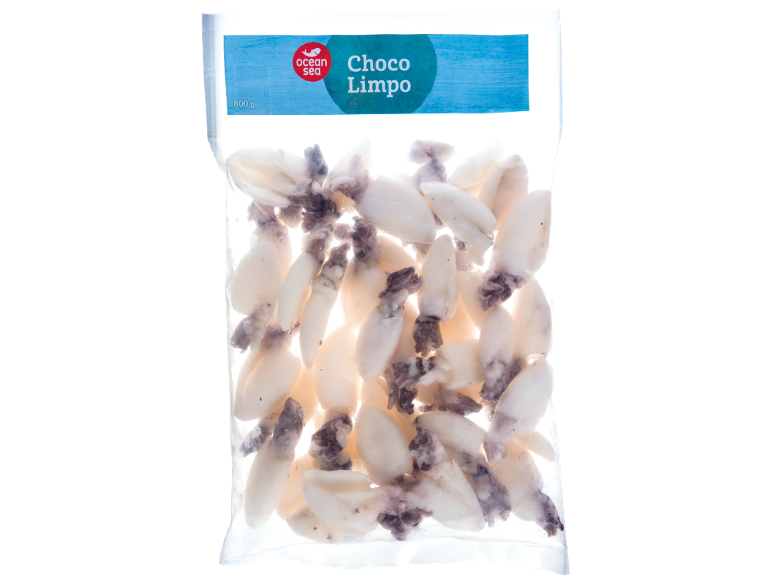 Saco de lulas limpas congeladas, 800g.