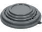 Conjunto de recipientes de silicone cinzentos dobráveis para alimentos, encaixados uns nos outros.