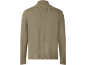 Camisola de malha cáqui para homem com gola alta e mangas compridas.
