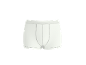 Boxers brancos masculinos com costuras cinzentas.