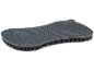 Escova de silicone cinza para lavar louça com superfície texturizada e cerdas.