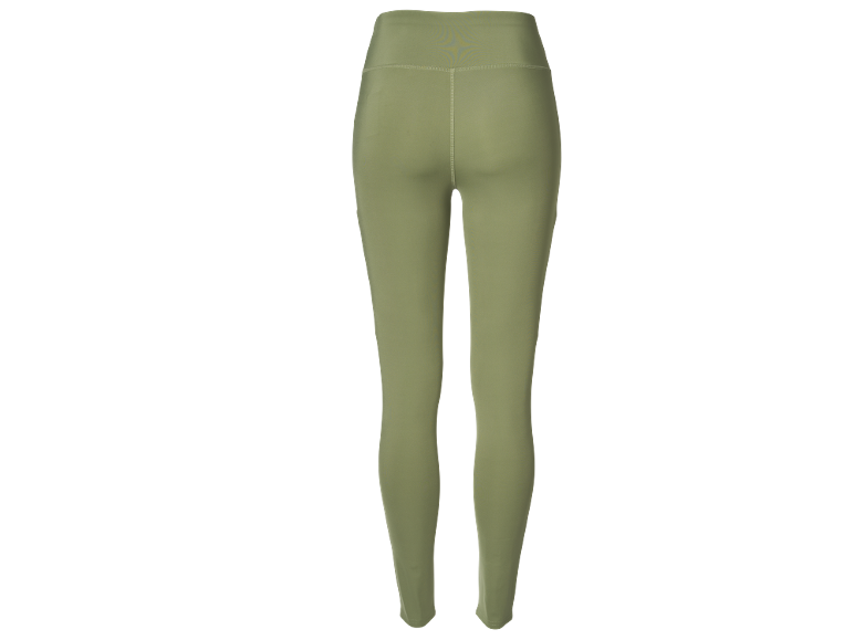 Leggings desportivas verdes femininas, vista traseira