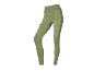 Leggings desportivas verde-oliva com bolsos com fecho e costuras visíveis.