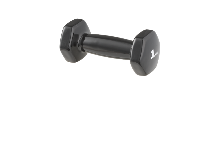 Haltere preto de 1 kg para treino de força.