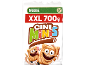 Cereais XXL 700g com sabor a canela, personagens divertidas e leite.