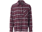 Camisa xadrez bordô de manga comprida com bolso no peito.