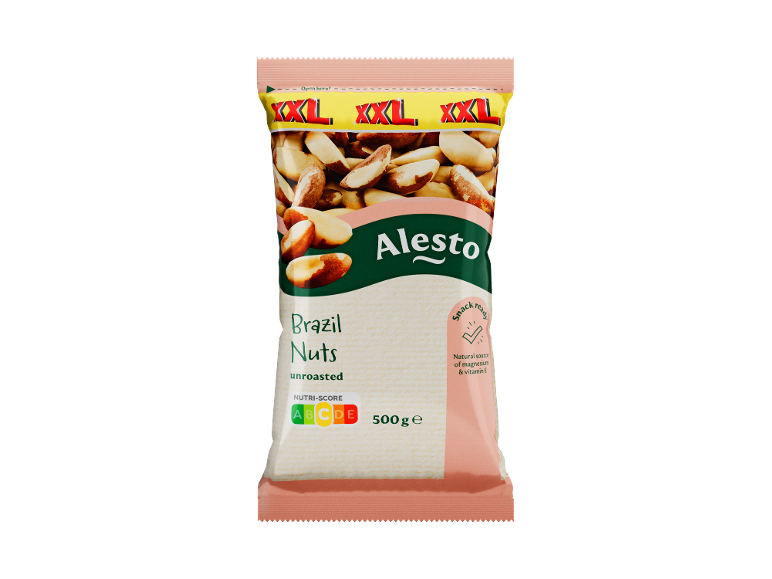 Pacote de castanhas-do-pará não torradas, 500 g, Nutri-Score A, fonte natural de magnésio e vitamina E.