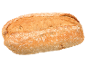 Um pão de trigo individual, alongado, com farinha por cima.