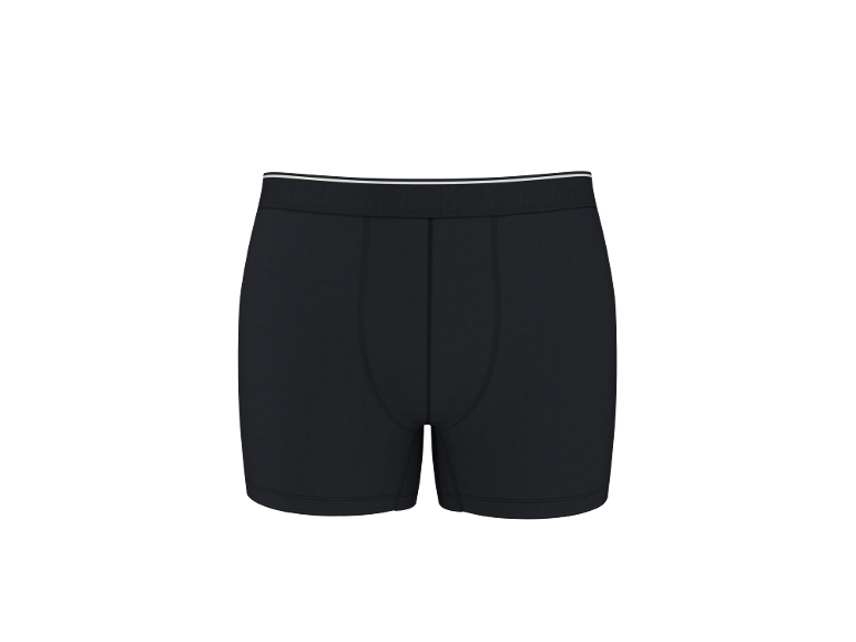 Boxers pretos com cós elástico branco.