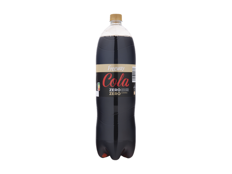 Freeway Cola Zero, uma garrafa de 2 litros de cola sem açúcar e sem cafeína.