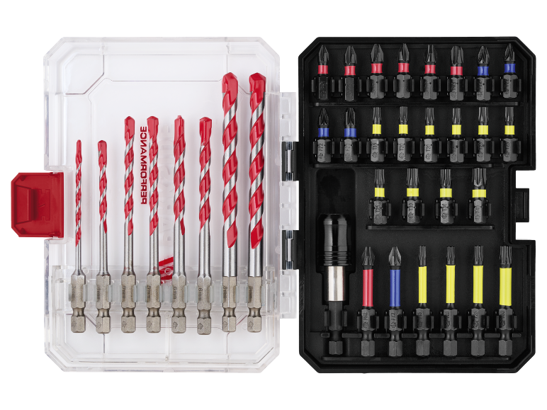 Conjunto de brocas e pontas de aparafusar com estojo, incluindo brocas de 3-8mm e pontas PZ2, PH2, T15-T40.