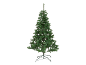 Árvore de Natal artificial com agulhas verdes e base de metal.