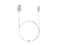 Cabo de carregamento branco USB-A para Lightning com trança de tecido.