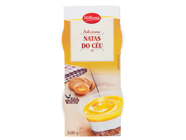 Sobremesa Natas do Céu com ovos de galinhas criadas no solo, 2x80g.