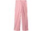 Calças femininas rosa claro com pregas e bolsos traseiros