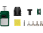 Kit de ferro de soldar com várias pontas, fio de solda e esponja de limpeza.
