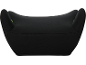 Almofada de assento preta com formato ergonómico e detalhes verdes.