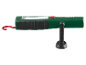 Luz de trabalho verde com gancho vermelho e suporte preto