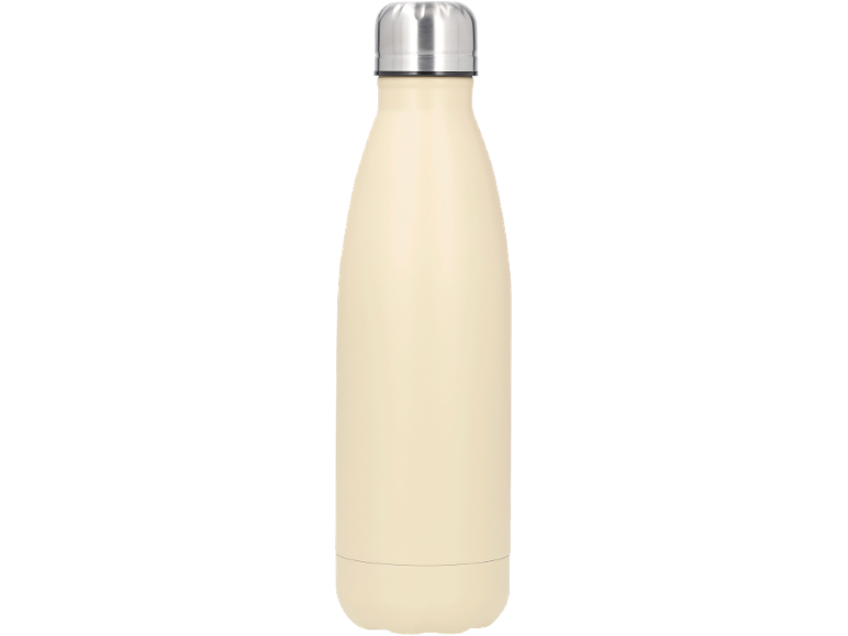 Garrafa de água isolada cor creme com tampa prateada