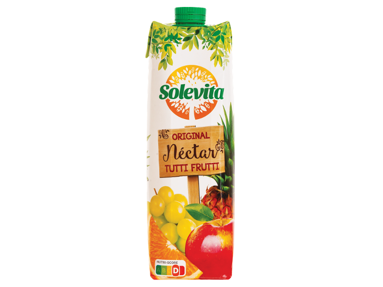 Solevita Original Nectar Tutti Frutti, pacote de sumo com frutas e Nutri-Score D.