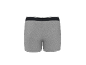Boxers de algodão cinzento com cós elástico preto e riscas brancas.