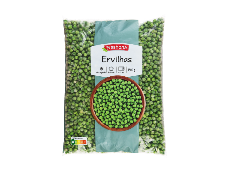 Saco de ervilhas congeladas Freshona 1500g com Nutri-Score A.