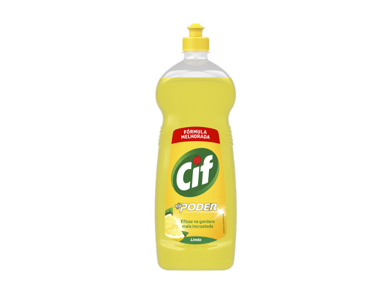 Detergente amarelo para loiça com limão, fórmula melhorada e mais poder.