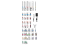 Um grande conjunto de pontas de chave de fenda e adaptadores, incluindo várias pontas Phillips, fenda, Torx e especiais.