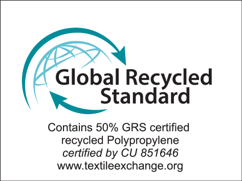 Global Recycled Standard: Contém 50% de polipropileno reciclado certificado GRS por CU 851646.