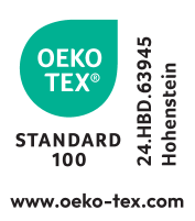 Selo têxtil STANDARD 100, número 24.HBD.63945 Hohenstein, oeko-tex.com